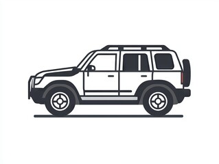 vector illustration, line Icon of a car on a white background