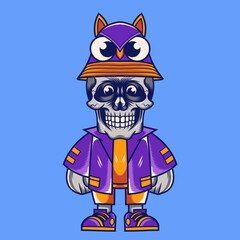 Mascot character design cartoon owl hat