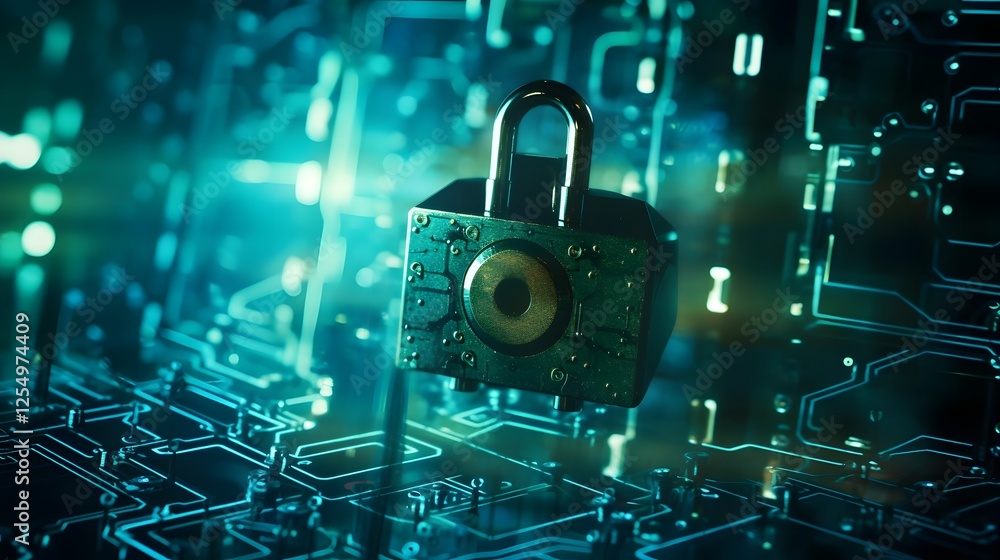 Poster secure online payment concept with digital lock symbol representing the safety and protection of fin
