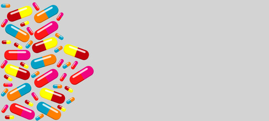 medicine tablets capsules with right side empty copy  space for text