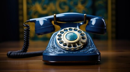 circular telephone blue