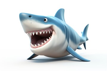 Great white shark cartoon animal fish.