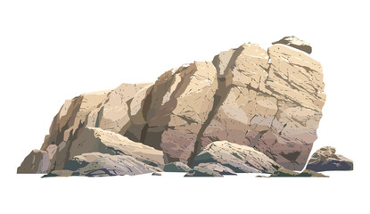 Vector art of rock stones on beach, cutout backgrounds, beach stones, sandy terrain, ocean rocks, coastal scenery, shore landscape, stone formations © aura studio