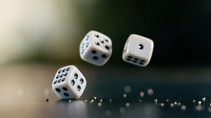 Dice In Motion On Dark Surface