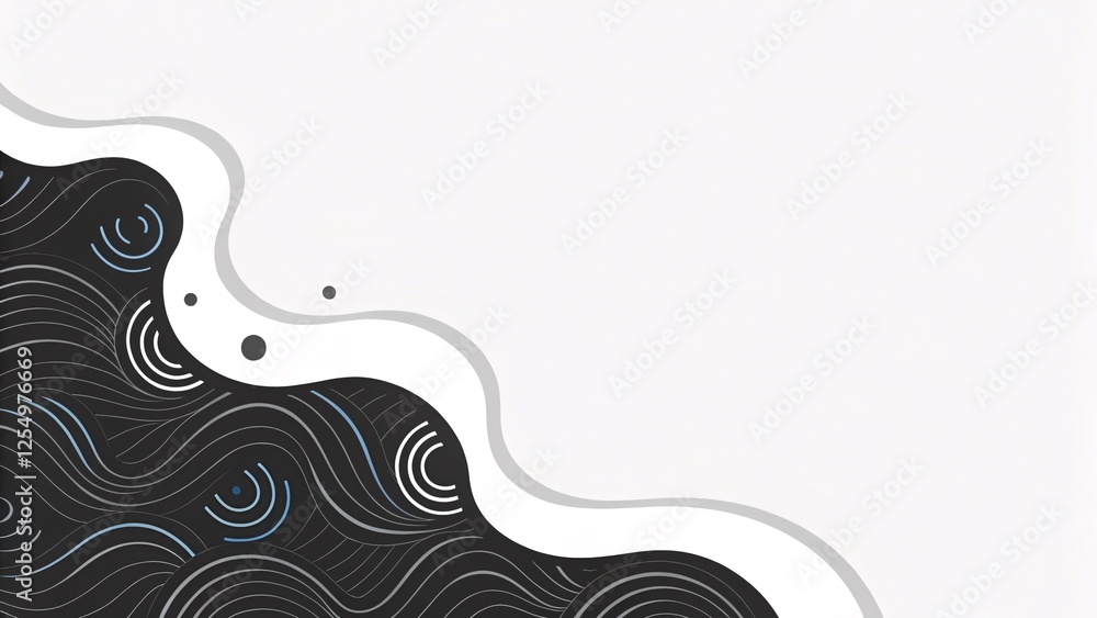 Poster captivating abstract waves digital art creation minimalist design studio setting top-down view visua