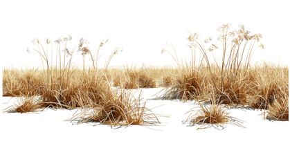 illustration of Savanna dried grass field, vector cutout background, nature scene, savanna grass, landscape png, wild nature, grassy plain, environmental art, desert