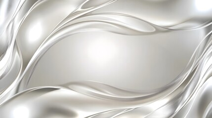 Fototapeta premium Abstract white and silver wavy lines frame a smooth background