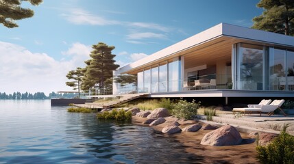 Obraz premium windows house by water