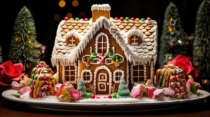Naklejka premium candy christmas gingerbread house