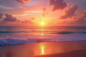 A sunset over the sea with vibrant colors reflecting in the water