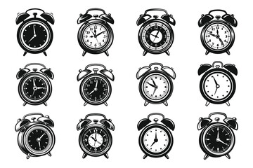 Alarm Clock silhouette, vector illustration isolated on white background.