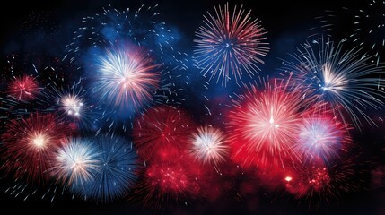 Fototapeta premium photograph red white blue fireworks