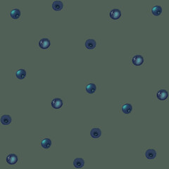 Berry folk seamless pattern. Forest summer texture for blueberry wallpaper