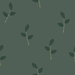 Herbal folk seamless pattern. Forest summer texture for eco wallpaper