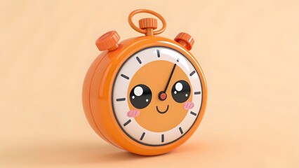 Cheerful Cartoon Stopwatch Playful 3D Timer in Bright Orange V3