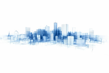 Obraz premium Blueprint Cityscape 3D Illustration