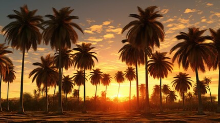 Obraz premium greenery gold palm trees