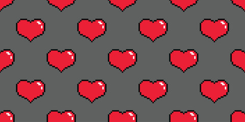heart seamless pattern pixel valentine vector gift wrapping paper tile background repeat wallpaper cartoon doodle red illustration design isolated