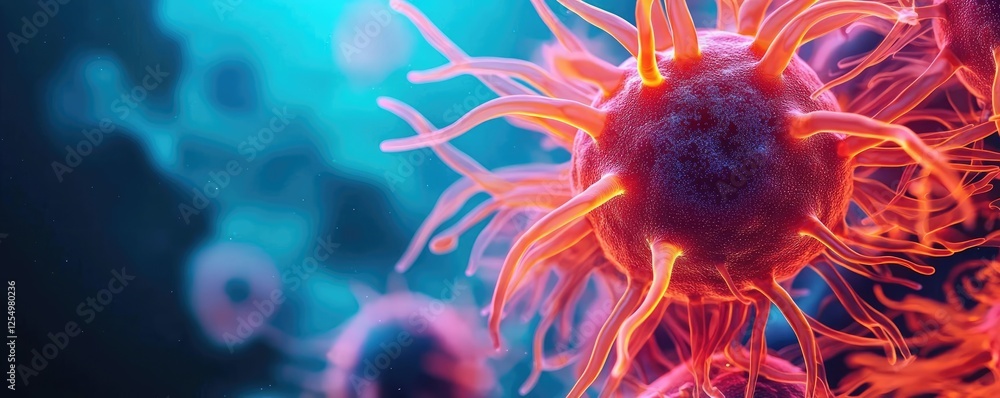 Poster microscopic ocean life idea. close-up view of colorful microscopic cells showcasing biological struc