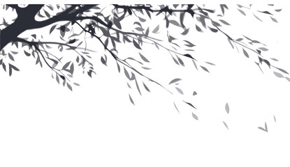 Shadow tree branches and leaves movement vector illustration on transparent background, nature elements, PNG file, organic design, environmental graphics, tree silhouettes, nature shadows