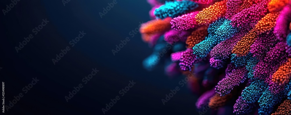 Poster microscopic ocean life idea. vibrant coral structures in an underwater setting displaying rich color