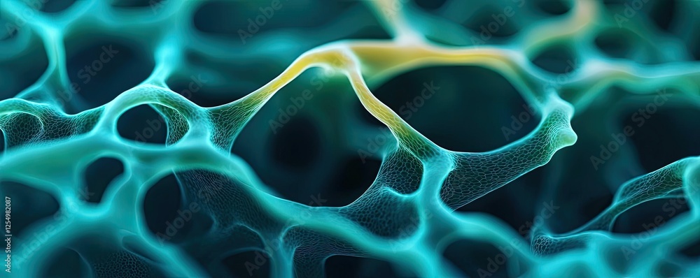 Poster marine research microscopic concept. close-up view of vibrant cellular structure showcasing intricat