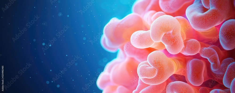 Poster microscopic ocean life idea. abstract representation of colorful cellular structures in vibrant hues