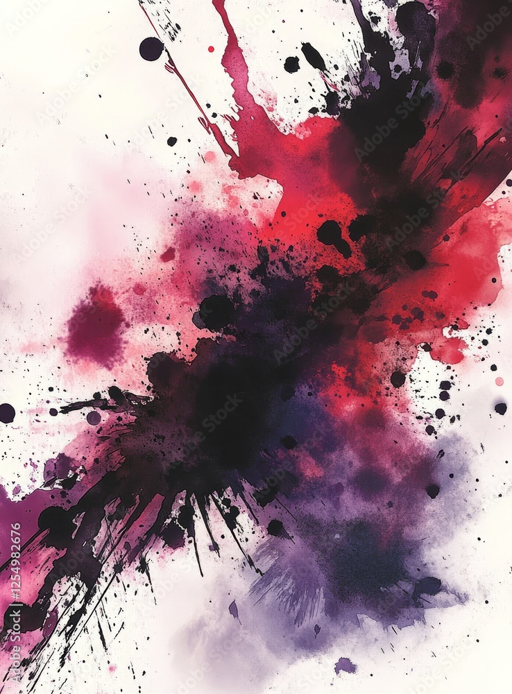 Aufkleber abstract red ink explosion; white background; art design