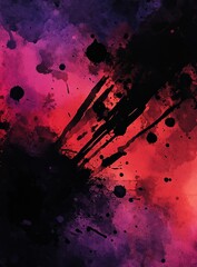 Obraz premium Abstract red, black ink splatter art, cosmic background, design element