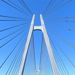 Cable-Stayed Bridge Illustration, Clear Blue Sky