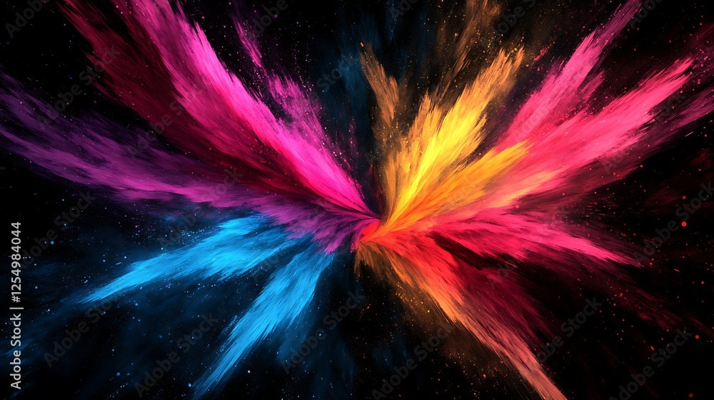 Poster explosive color burst against the night backdrop abstract artistic expression and powerful display