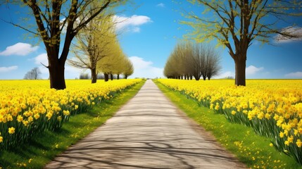 vibrant spring road background