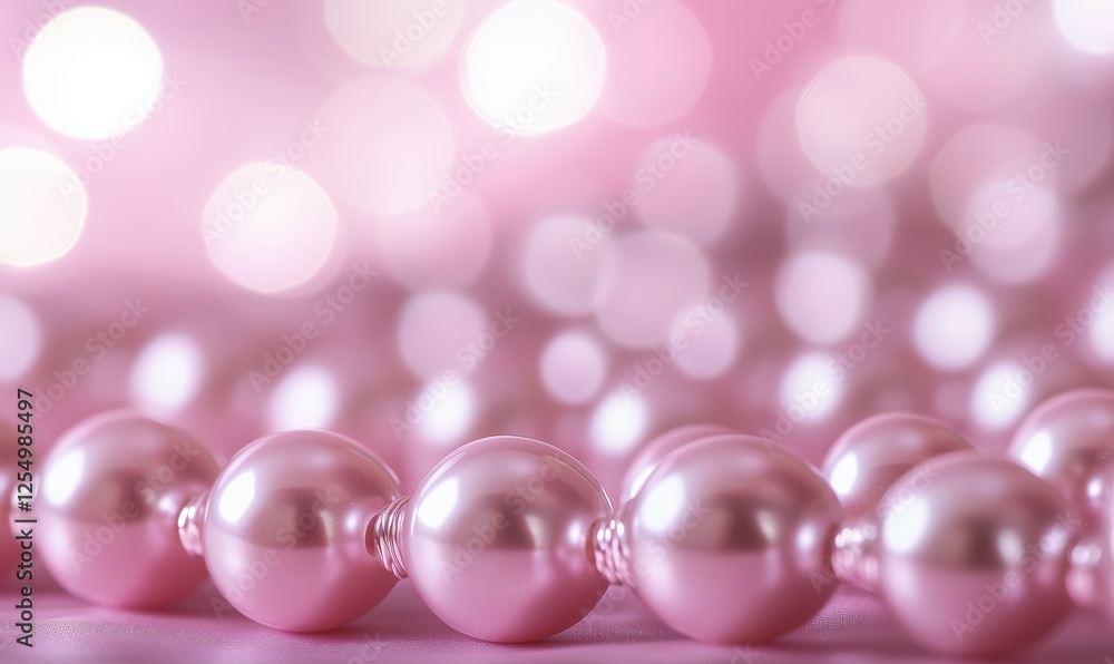 Poster pink pearls with soft bokeh background creating elegant and luxurious atmosphere