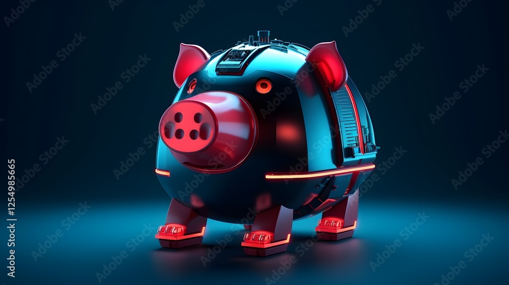 Aufkleber a sleek and futuristic ai powered piggy bank using advanced analytics to track and visualize consume