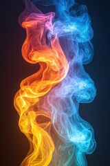 Obraz premium Colorful smoke swirls create a mesmerizing visual effect in dark background setting