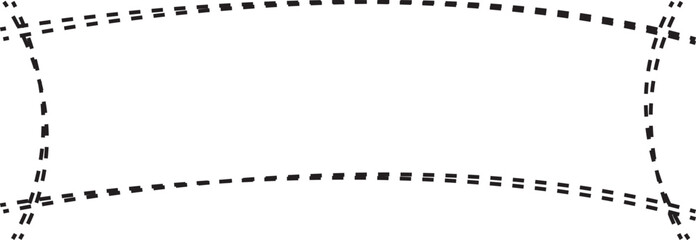 Hand drawn decorative banner frame with a dashed outline, for vintage designs labels, announcements, or creative graphic design projects.