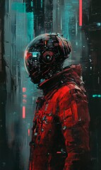 Obraz premium the last human artist struggling in a world dominated by AI-generated Science Fiction art