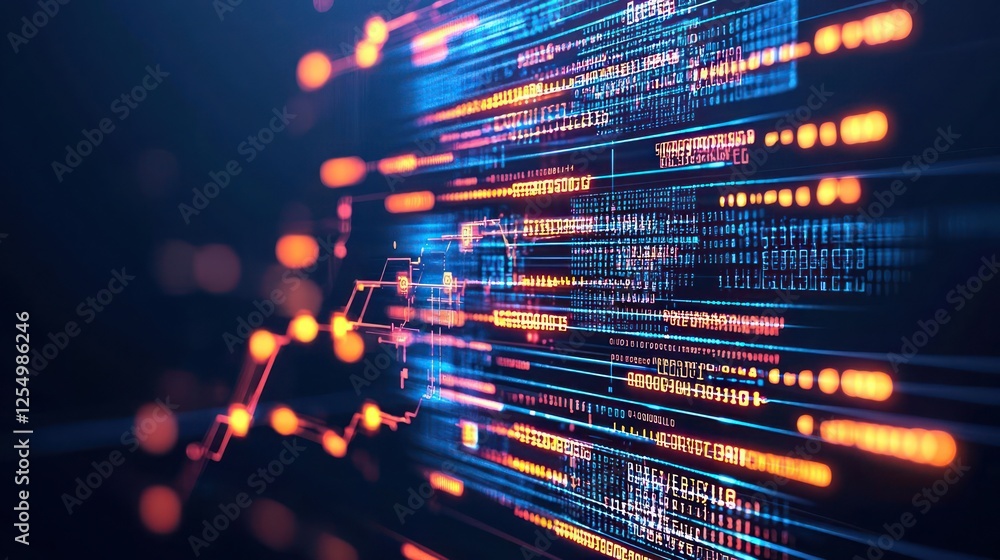 Poster abstract glowing digital code background