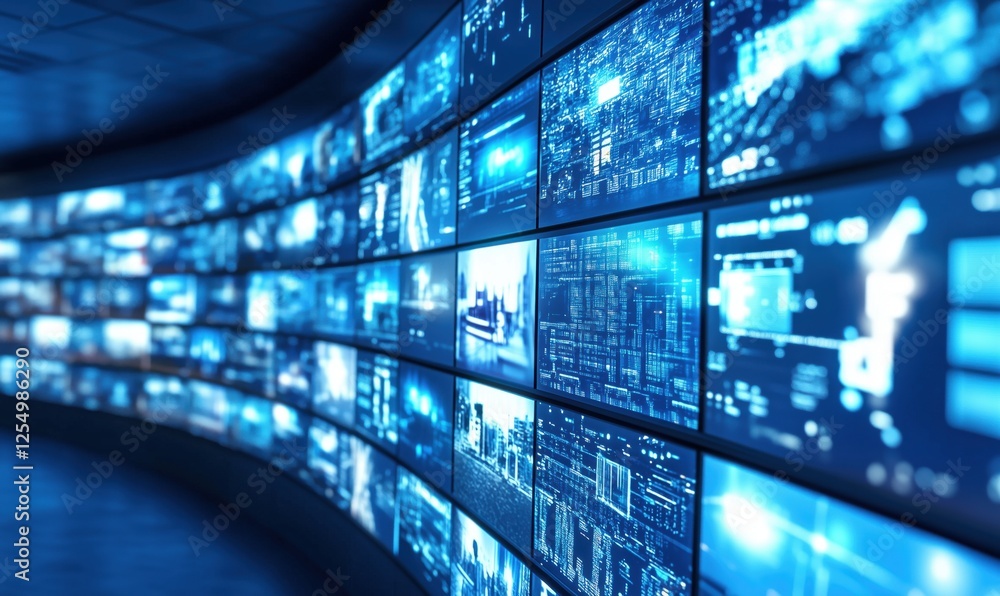 Poster digital display wall showcasing advanced data visualization and analytics technology