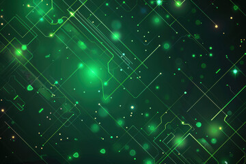 close up horizontal abstract illustration of a green glowing futuristic background