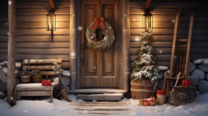 Fototapeta premium iceskates front door christmas