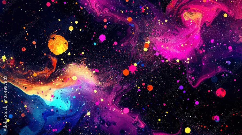Poster abstract colorful space galaxy nebula background digital art. 3d rendering.