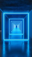 A horizontal neon blue line of squares
