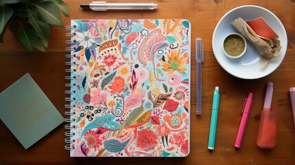 doodles desk notebook