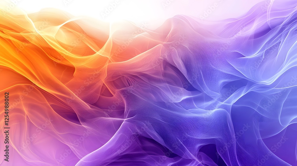 Poster abstract flowing fabric waves in blended colorful gradients design