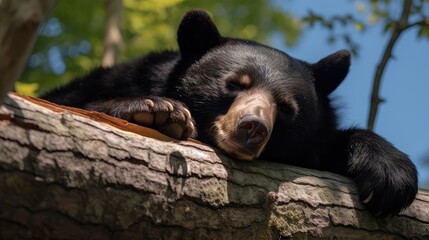 tree black bear sleeping