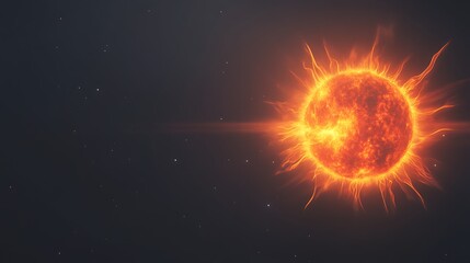 Fototapeta premium Fiery Sun Flares Illustration of a Star in Deep Space with Background Stars and Light Effect