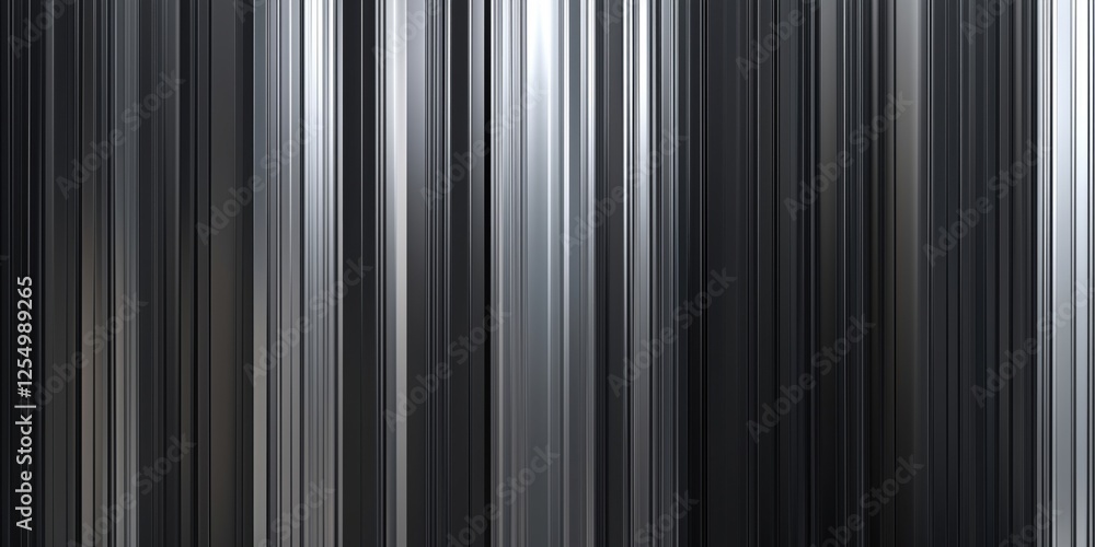 Poster abstract vertical lines pattern in shades of gray and black with metallic sheen