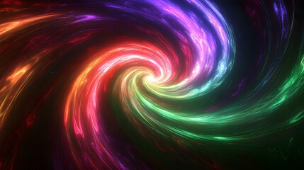Obraz premium Vibrant colorful light spiral against a dark cosmic backdrop