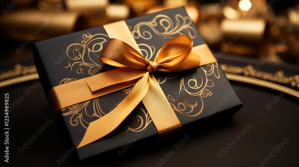 Wall mural elegant gift card gold ribbon